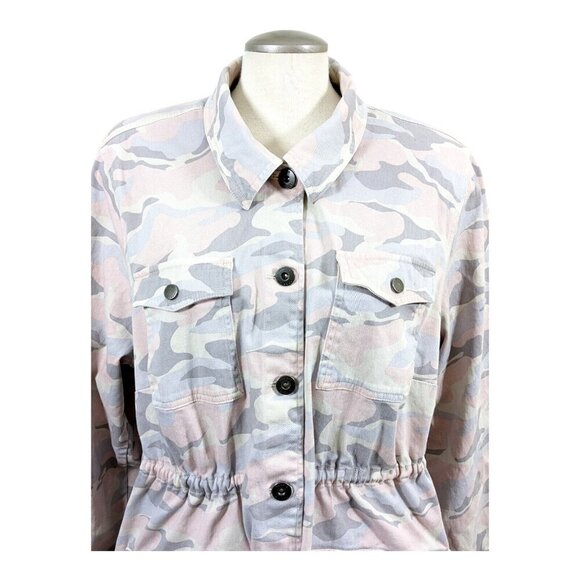 Torrid 3 Womens 3X Twill Anorak Jacket Pink Camouflage Drawstring Waist Pockets - Picture 3 of 8